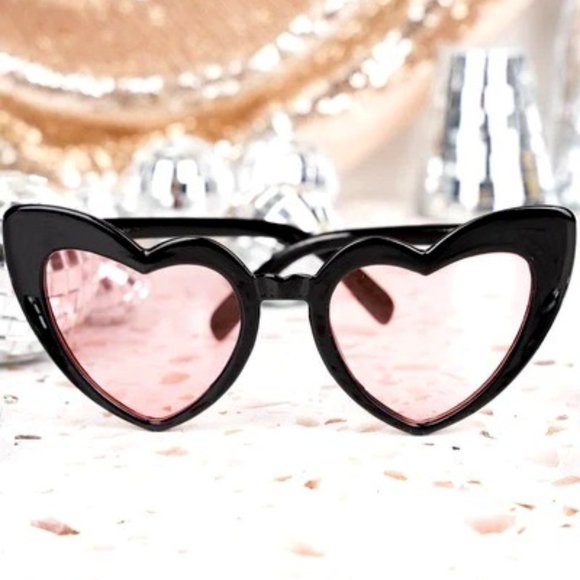Accessories - Heart Shaped Sunglasses. Black, Valentine's Day.